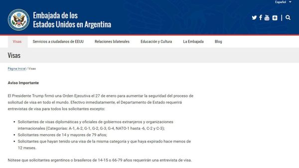 Trump endurece los requisitos para las visas de los argentinos.