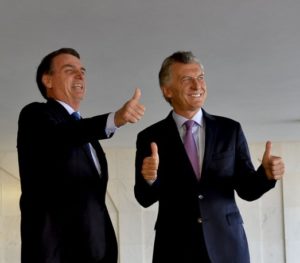 Mauricio Macri y Jair Bolsonaro juntos en Brasilia