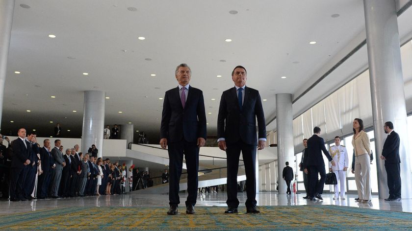 Mauricio Macri y Jair Bolsonaro juntos en Brasilia